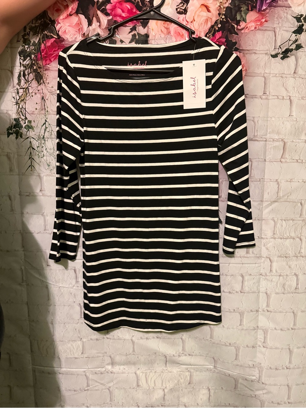 Ingrid & Isabel Black and White Striped Long Sleeve Top